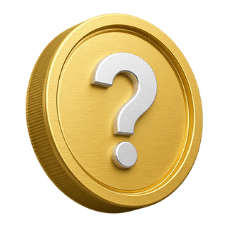 Signo de interrogación sobre una moneda dorada decorativa en 3D ubicada en la sección de preguntas frecuentes
